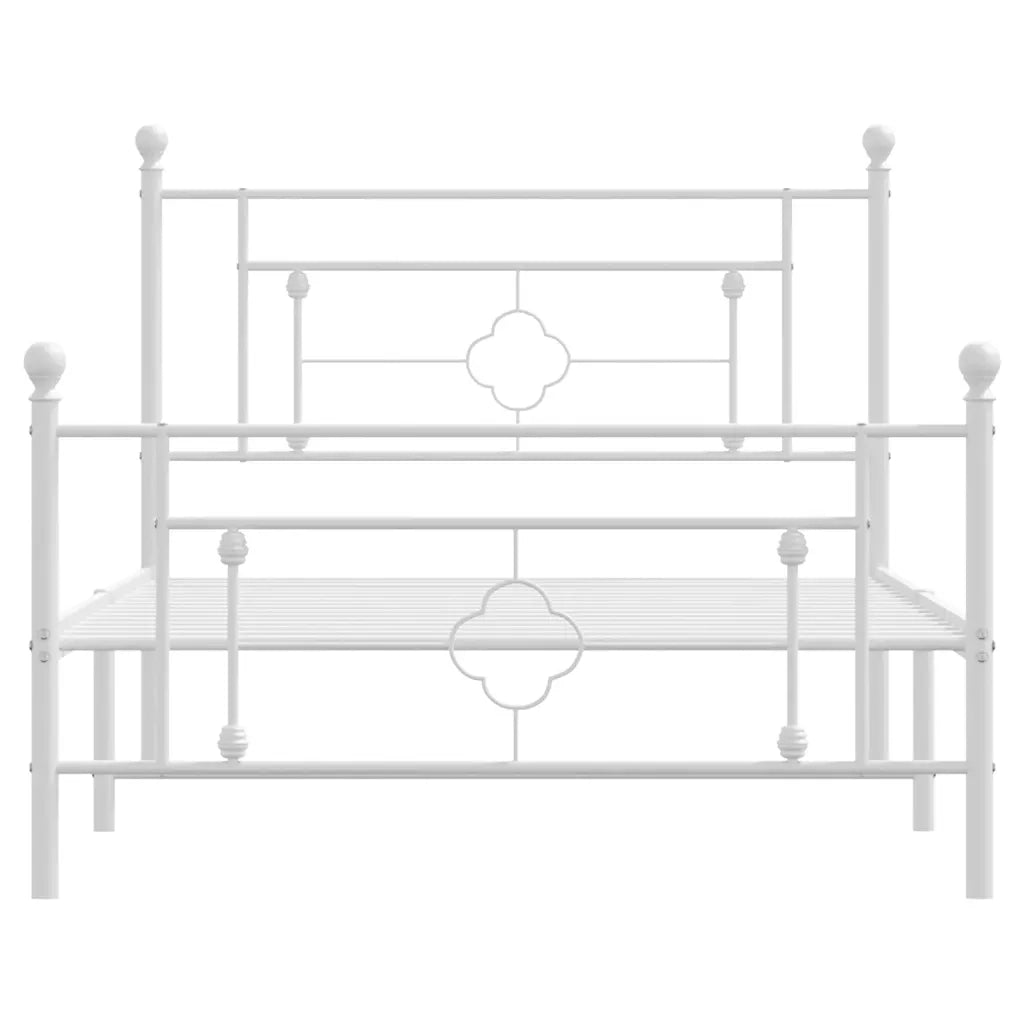 Giroletto con Testiera e Pediera Metallo Bianco 107x203 cm 374402