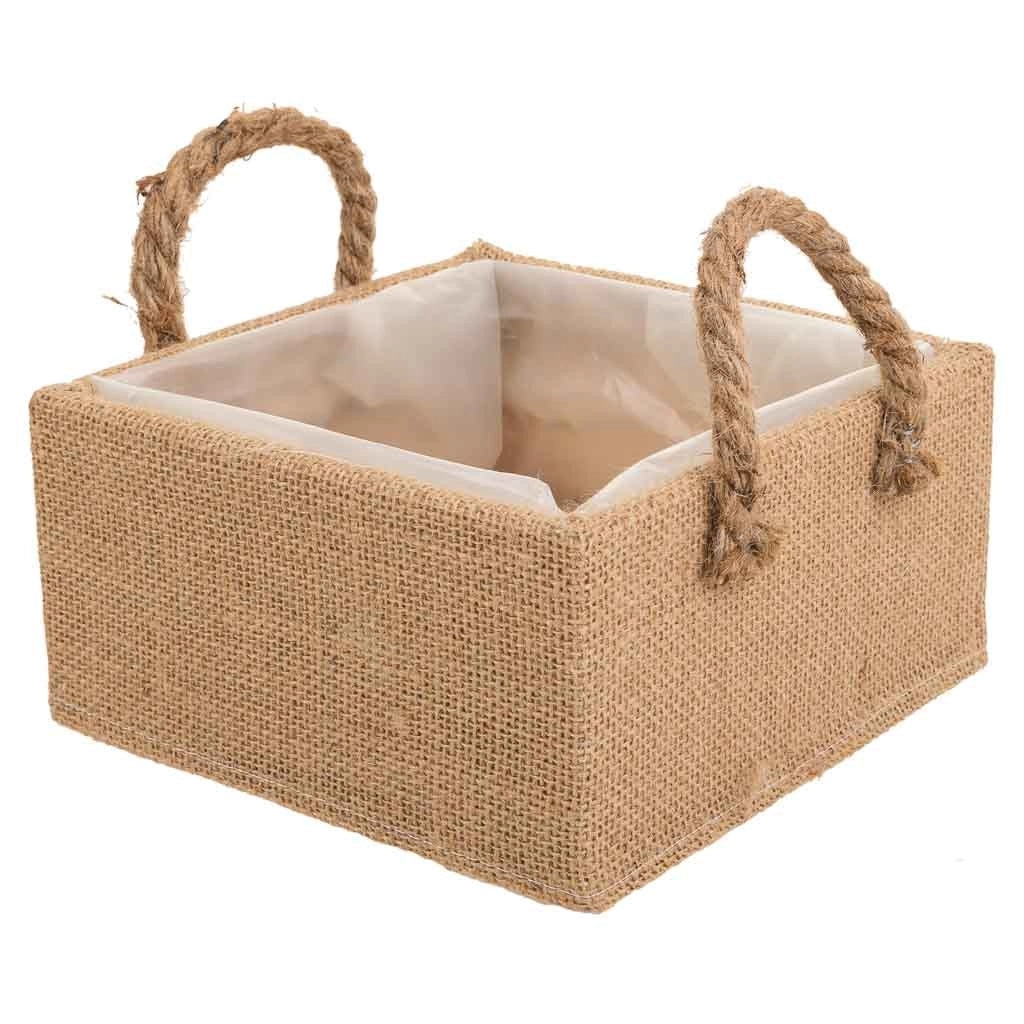 Cestino in filo di tessuto marrone 18x18x9,5h