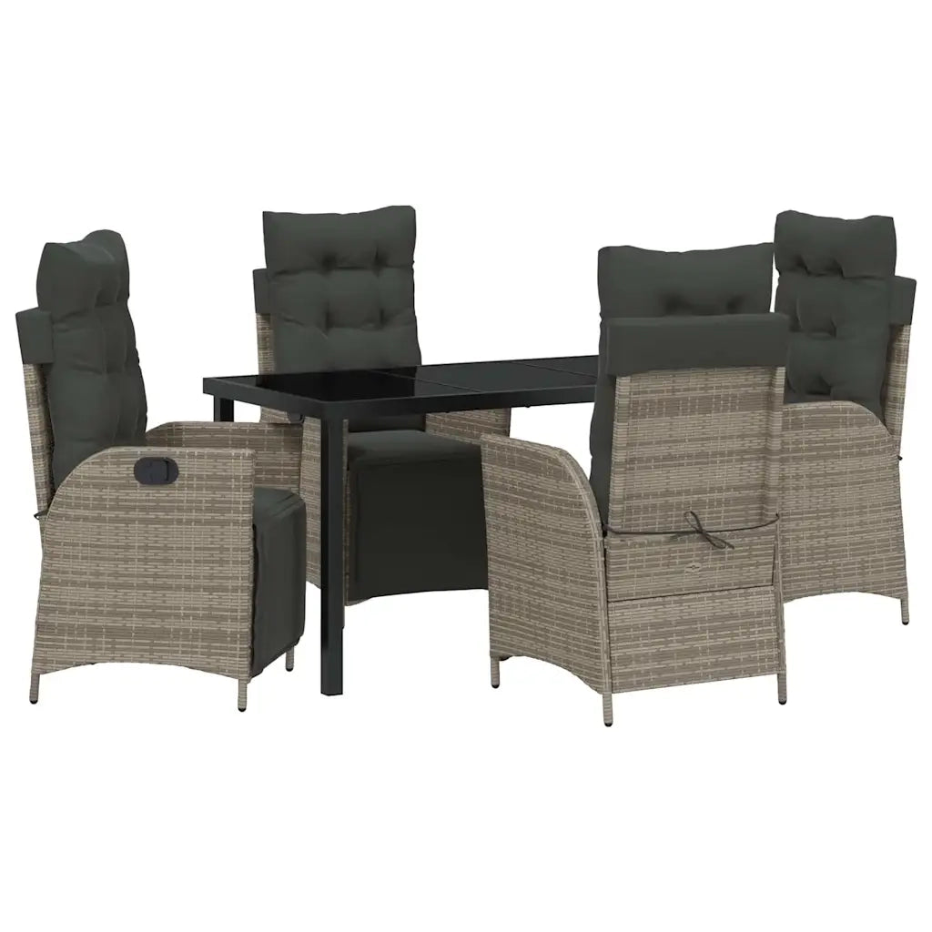 Set da Pranzo per Giardino con cuscino 5 pcs Grigio polyrattan 3380549