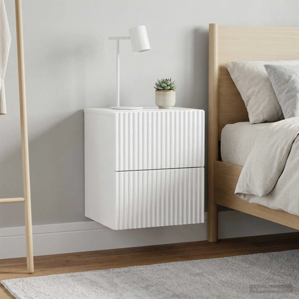 Mobiletto da notte a muro 2 pcs Bianco Lucido 33 x 34,5 x 40 cm 898474