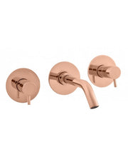 SEINA miscelatore lavabo a parete 3 fori in ottone oro rosa lucido