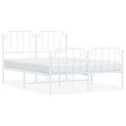 Letto matrimoniale | Letto per adulti | Giroletto con Testiera e Pediera Metallo Bianco 140x190 cm