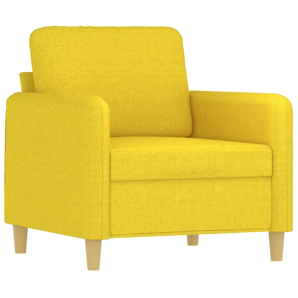 Set di Divani 3 pz con Cuscini Giallo Chiaro in Tessuto