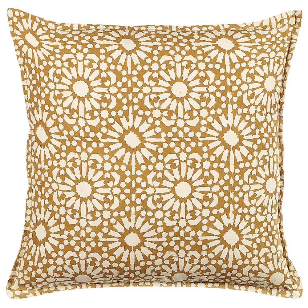 Cuscino decorativo cotone beige 45 x 45 cm motivo geometrico fatto a mano rivestimento sfoderabile con imbottitura boho style