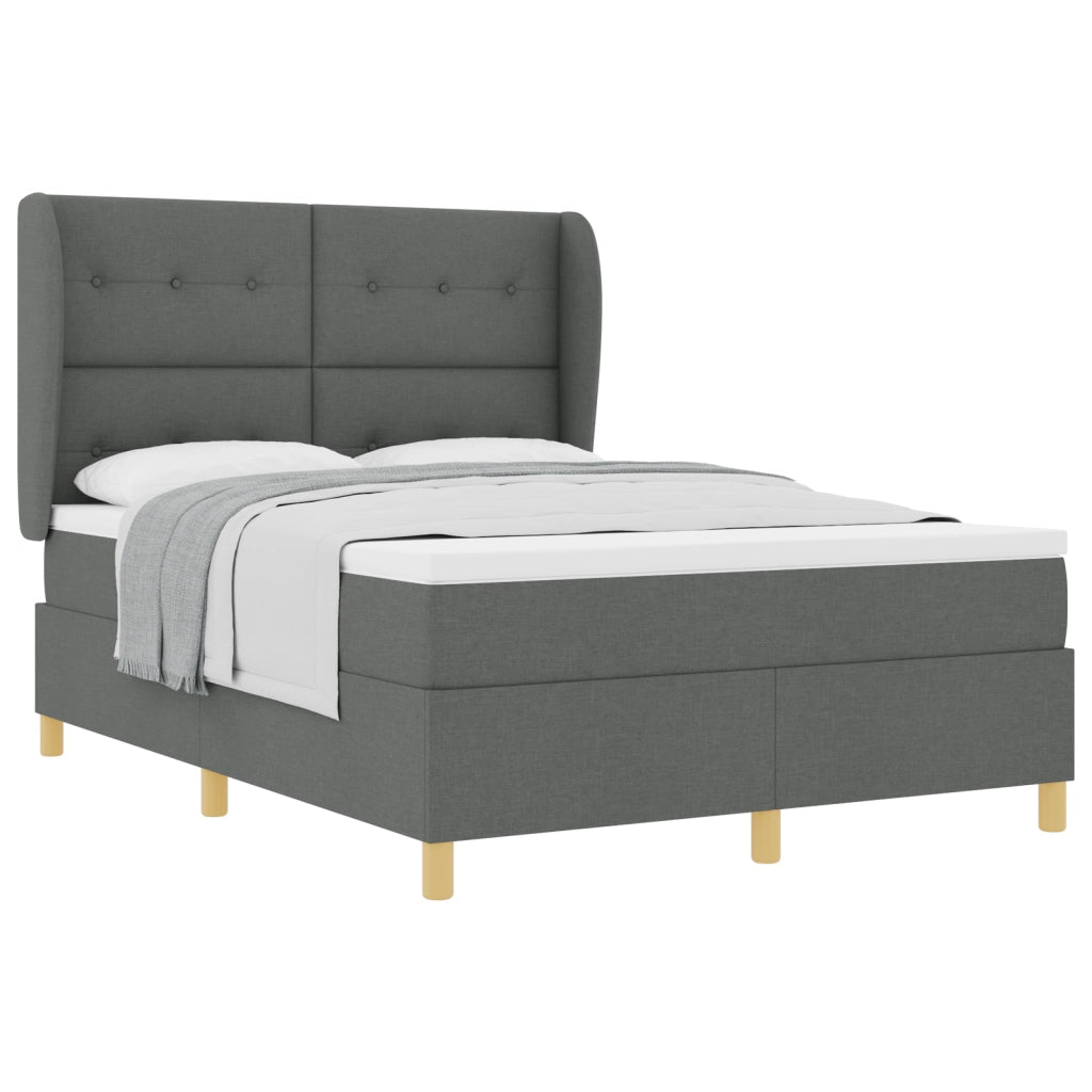 Letto Box Spring con Materasso Grigio Scuro 140x190 cm Tessuto