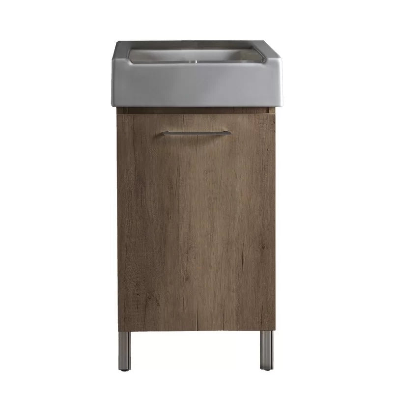 Mobile lavatoio con lavabo in ceramica 1 anta olmo 50x50