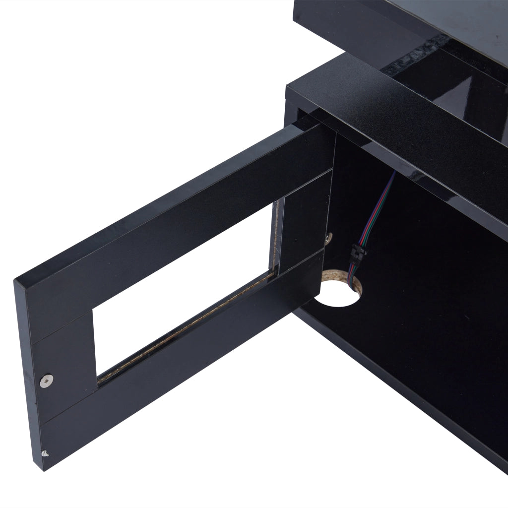 Tavolino da Salotto 2 Ante 2 Nicchie LED con Presa e USB per Soggiorno e Ufficio 100 × 50 × 43 cm