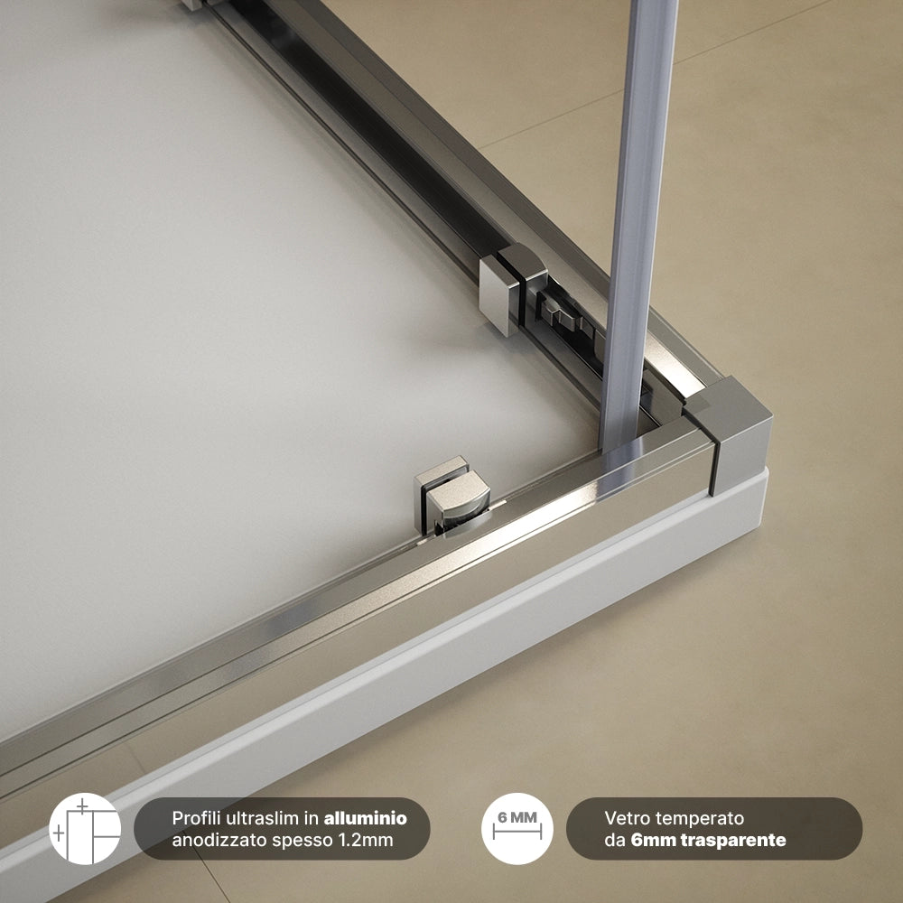 Box doccia  80x90 cm scorrevole vetro 6mm trasparente con trattamento anticalcare h195cm scorrevole | Aruba