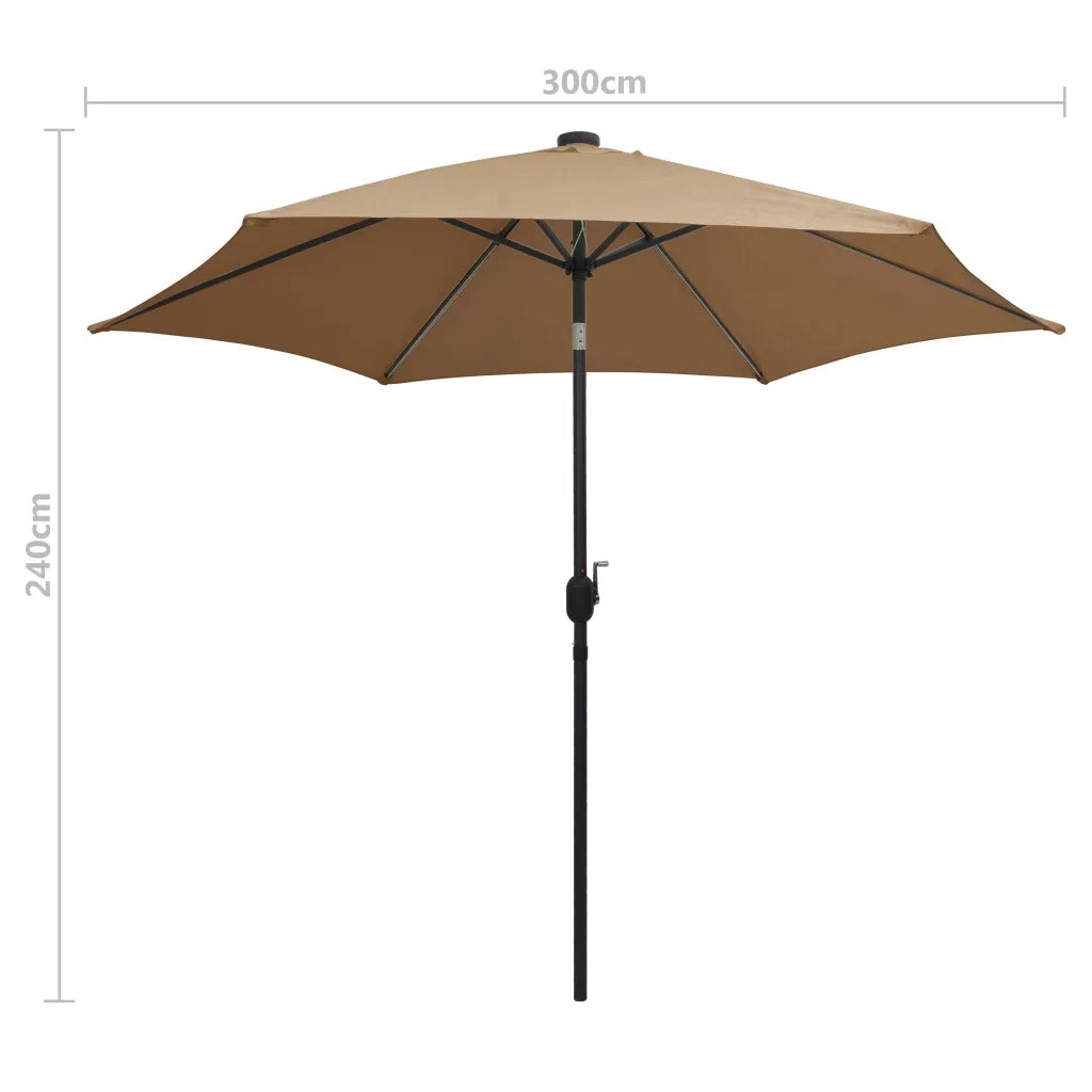 Ombrellone con Luci a LED-Ombrello da giardino e Palo Alluminio 300 cm Grigio Talpa