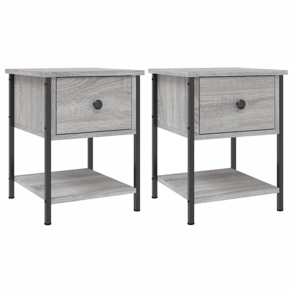 Set di 2 Comodini | Armadio da Notte | Mobiletto da notte Grigio Sonoma 34x35,5x45 cm in Legno Multistrato