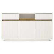 Credenza con 2 cassetti; 3 ante e LED - per soggiorno - in MDF - 140×40×85 cm - bianco