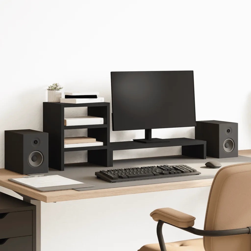 vidaXL Supporto Monitor con Organizzatore Nero in Truciolato