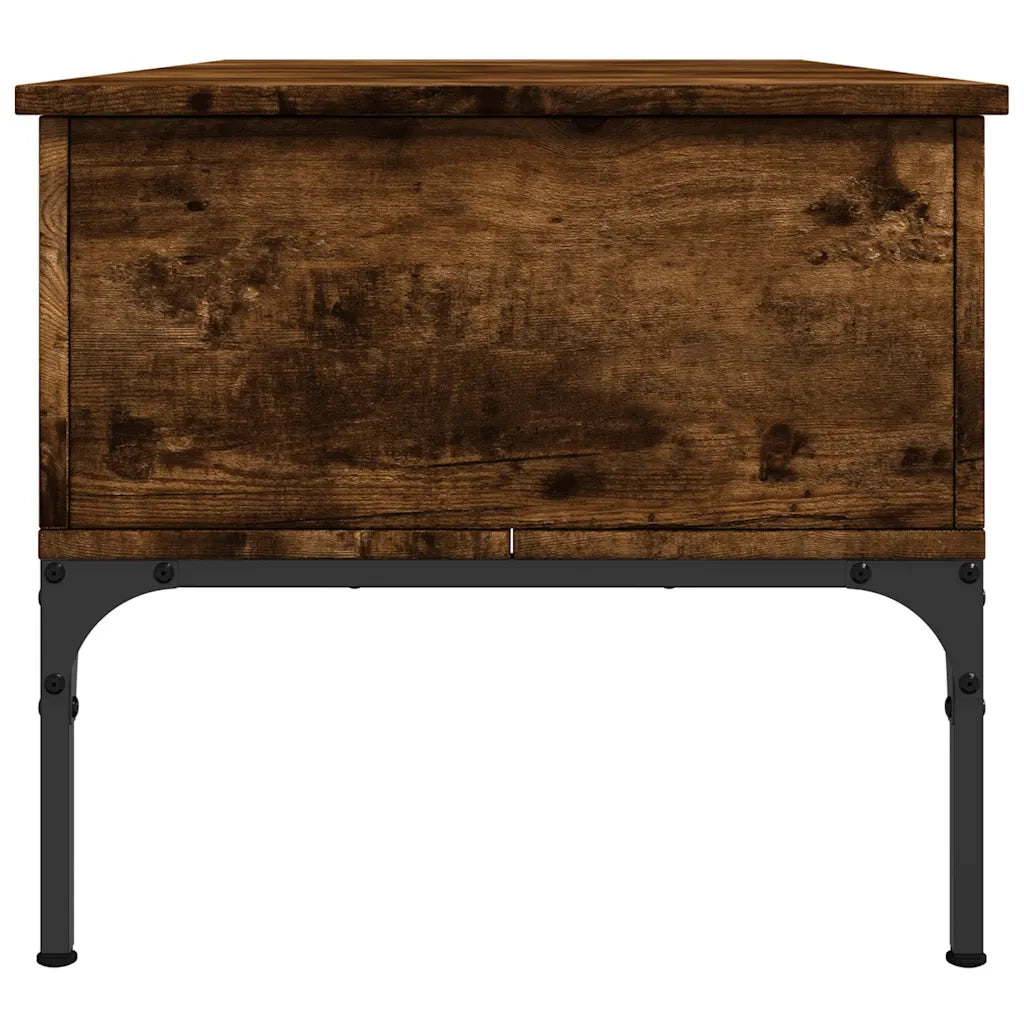 Tavolino da salotto | Tavolino da caff¨¨ | Tavolino da Soggiorno Rovere Fumo 100x50x45cm in Legno Multistrato e Metallo