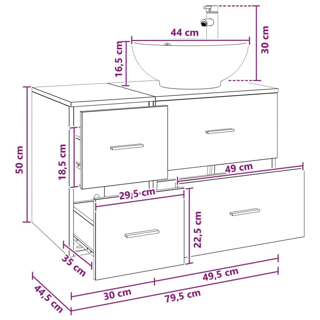 Set di mobili per il bagno 2 pz Rovere Sonoma 3403994