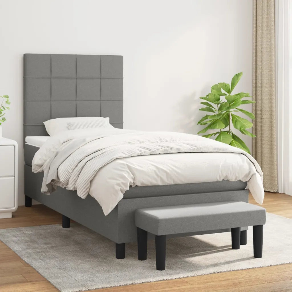 Giroletto a Molle con Materasso Grigio Scuro 90x190 cm Tessuto 3136558