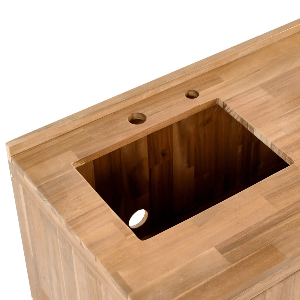 Mobile da cucina per esterni con lavello in legno d'acacia marrone e nero in acciaio inox 50 x 80 x 90 cm Cucina da giardino da pranzo