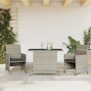 Set da BistrÃ² 3 pz con Cuscini Grigio Chiaro in Polyrattan