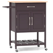 Carrello da cucina mobile 73 x 48 x 90 cm con cassetto e mobiletto portaoggetti stile moderno legno di caucciù marrone 20_0011334