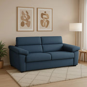Giffone, Divano Fisso 3 Posti Sfoderabile Made in Italy, 225x95 cm blu