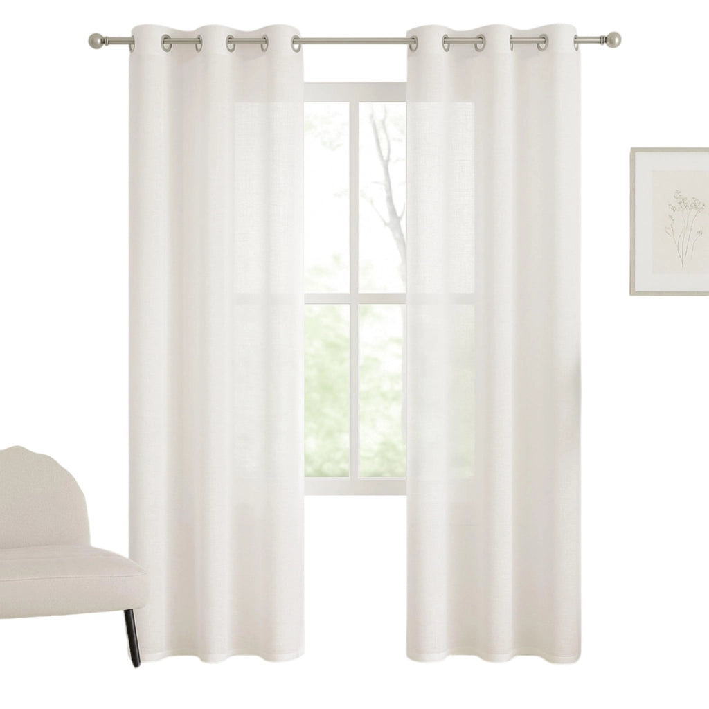 Tende per Interni Camera da Letto e Soggiorno Con Anelli - 140x280cm - 2 Pezzi Colore: BIANCO