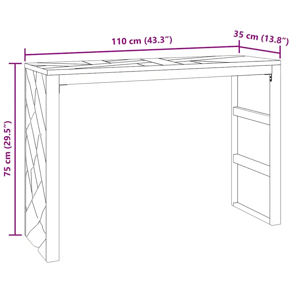 vidaXL Tavolo Consolle 110x35x75 cm in Legno Massello di Teak