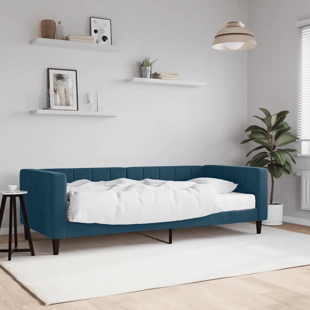Divano Letto con Materasso Blu 90x200 cm in Velluto 3196666
