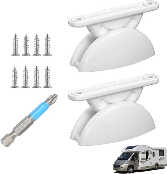 Blocco porta in plastica per camper e caravan - Sostituto di fermaglio porta a forma T (2 pezzi)