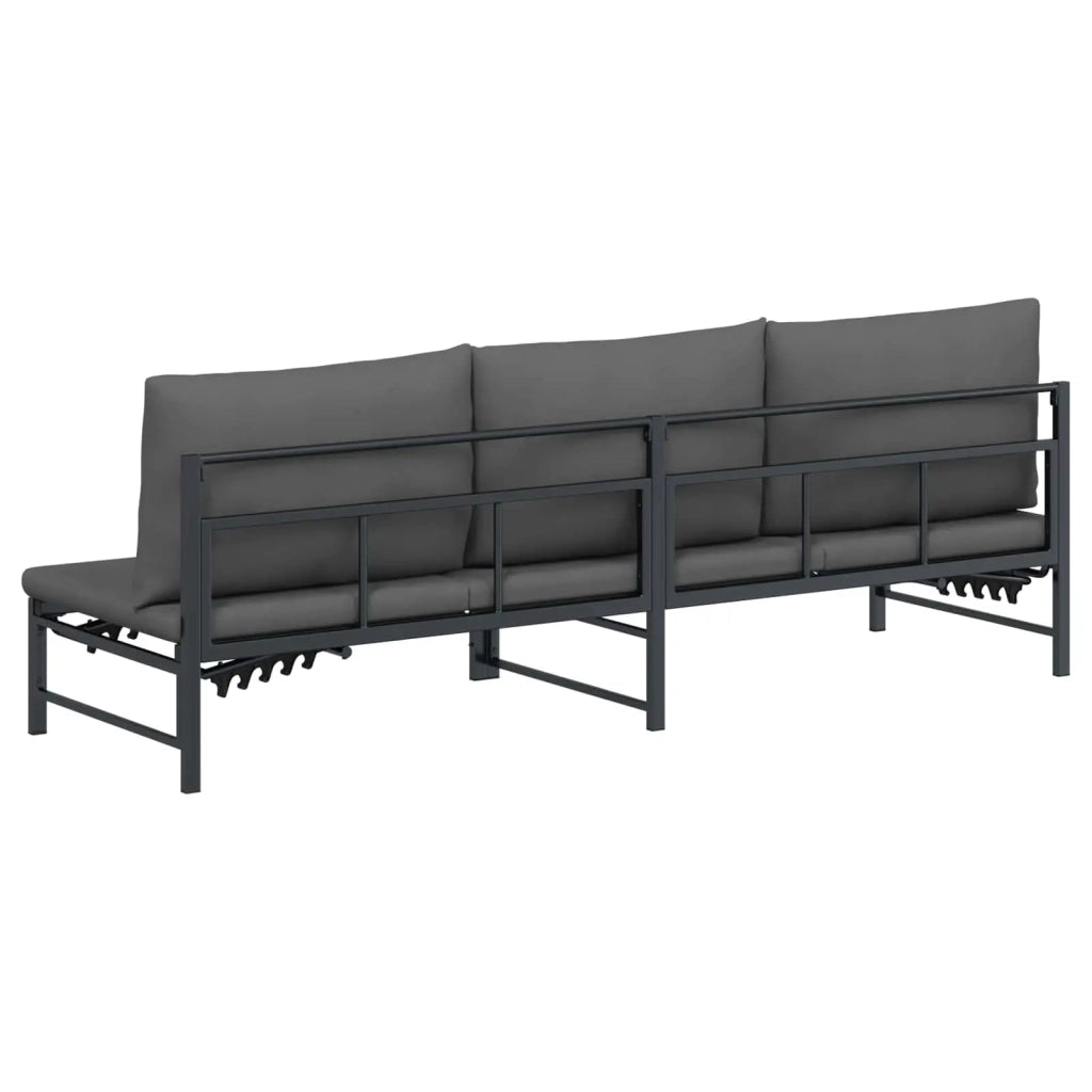 Lettino Lettino sole | Sdraio da giardino | Lettino da sole per 3 Persone Nero 200 x 62 x 59,5 cm Textilene