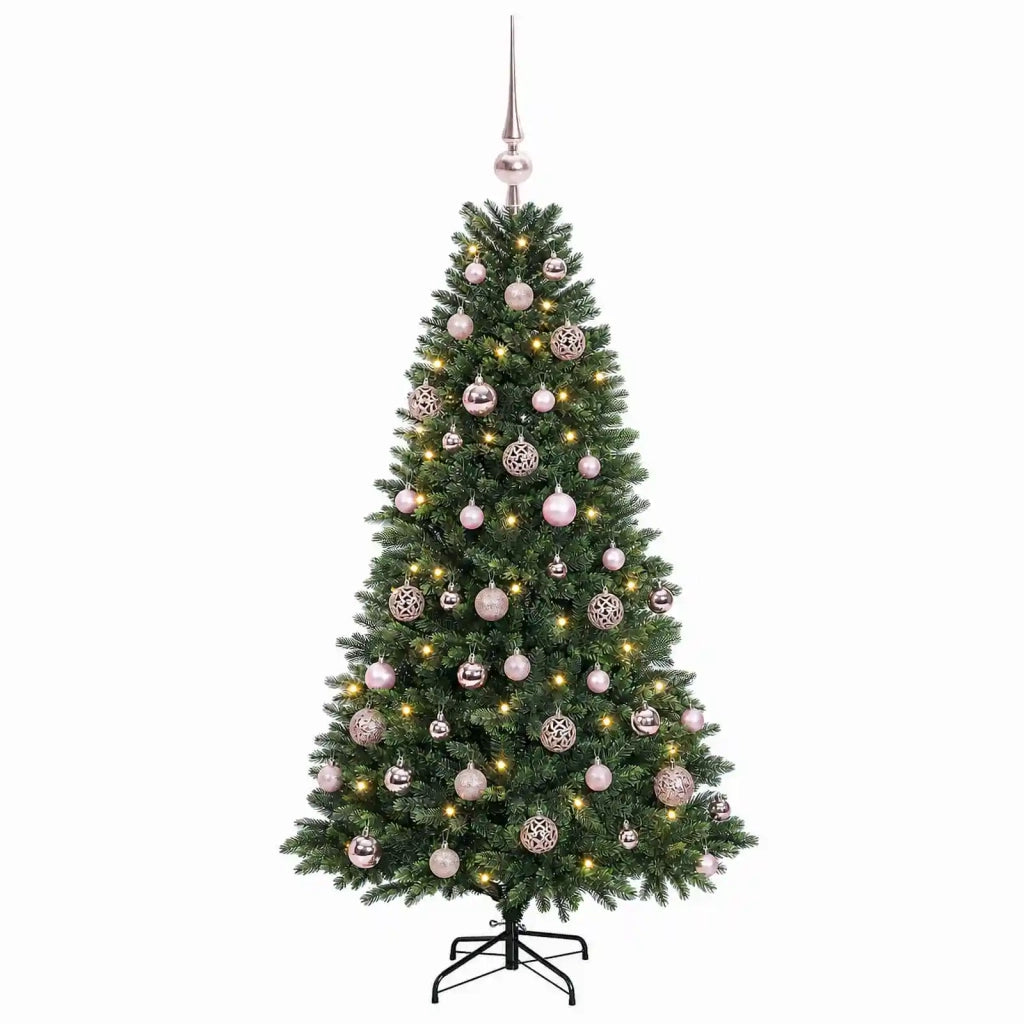 Albero di Natale Artificiale con Palline 150 cm 150 LED 3465788
