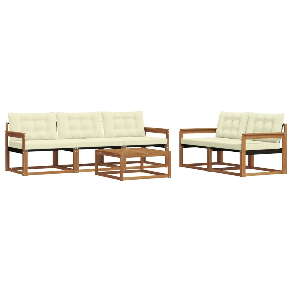 Set di divani da esterno con cuscino 6 pcs Naturale e Crema