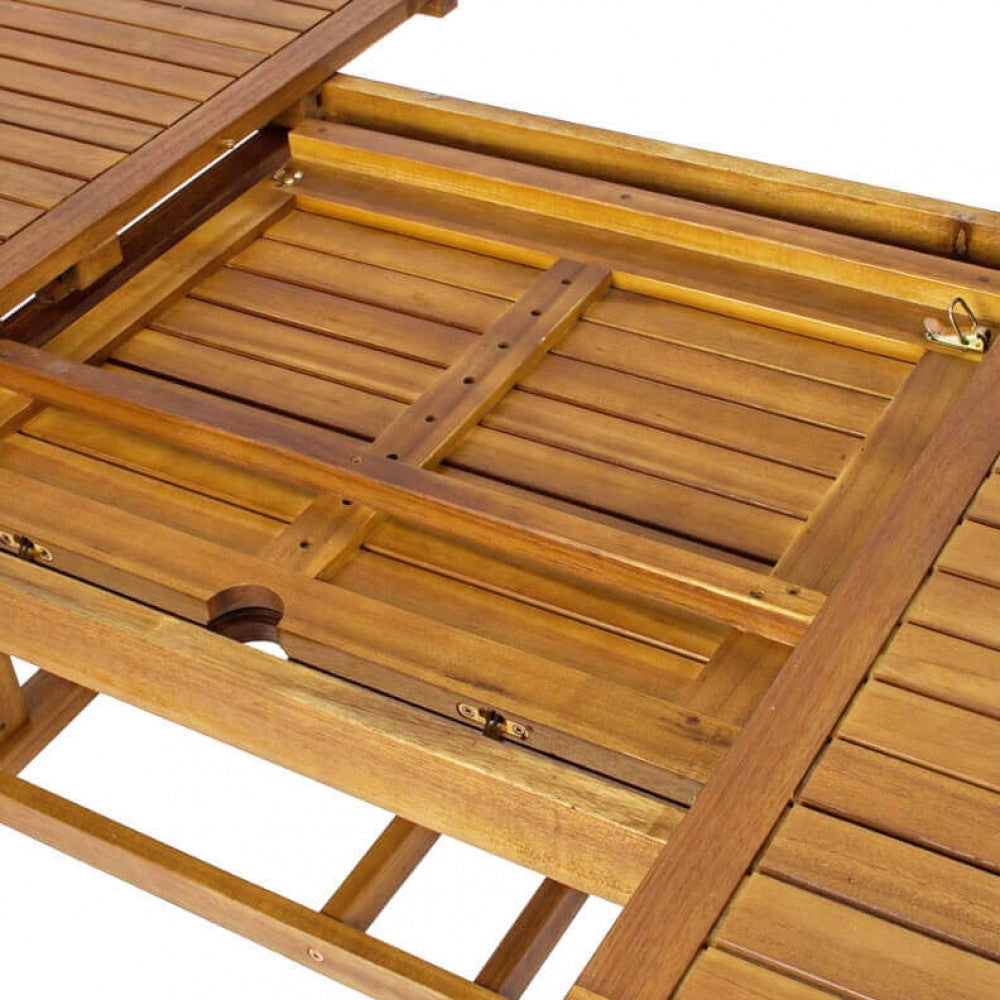 Tavolo Allungabile Ovale Double 150/200x90x74 h cm in Legno di Acacia Marrone