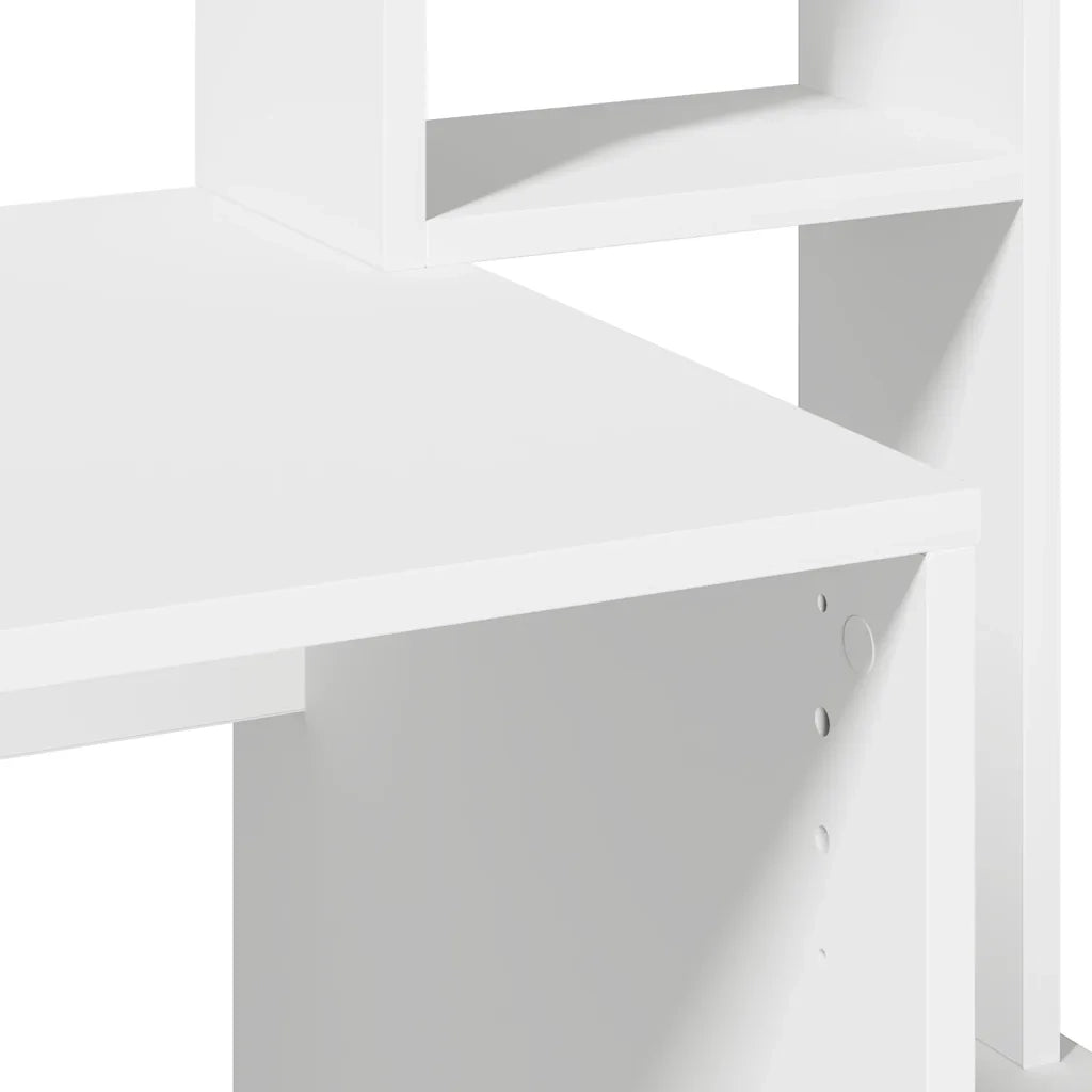 Scrivania | Tavolo da Ufficio con Mensole Bianca 100x45x140 cm in Legno Multistrato