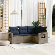 Set Divani da Giardino 4 pz con Cuscini Grigio in Polyrattan 3220110