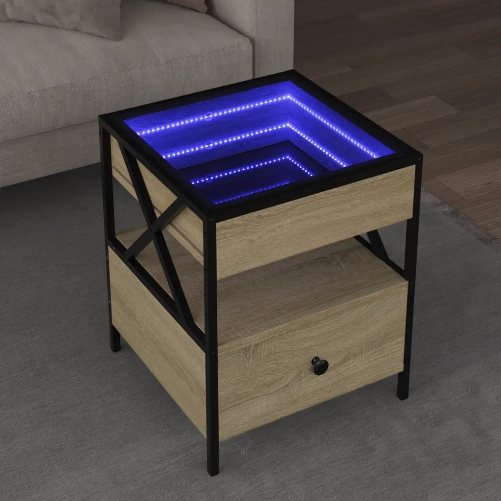 Tavolino da salotto | Tavolino da caff¨¨ | Tavolino da Soggiorno con LED Infinity Rovere Sonoma 40x40x51 cm