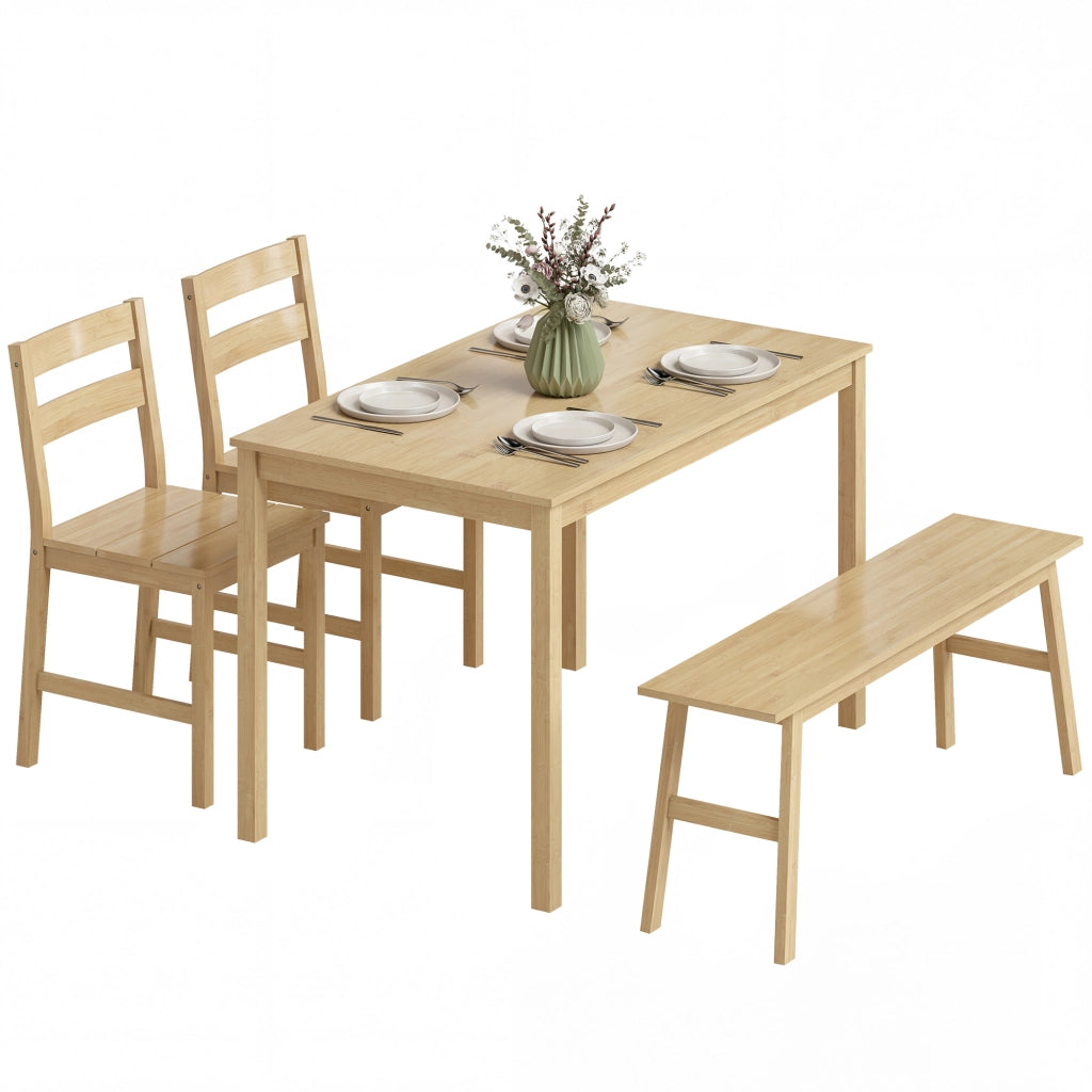 Tavolo da pranzo con sedie e panca in bamb¨´ ¨C Minimal ¨C naturale 4 persone