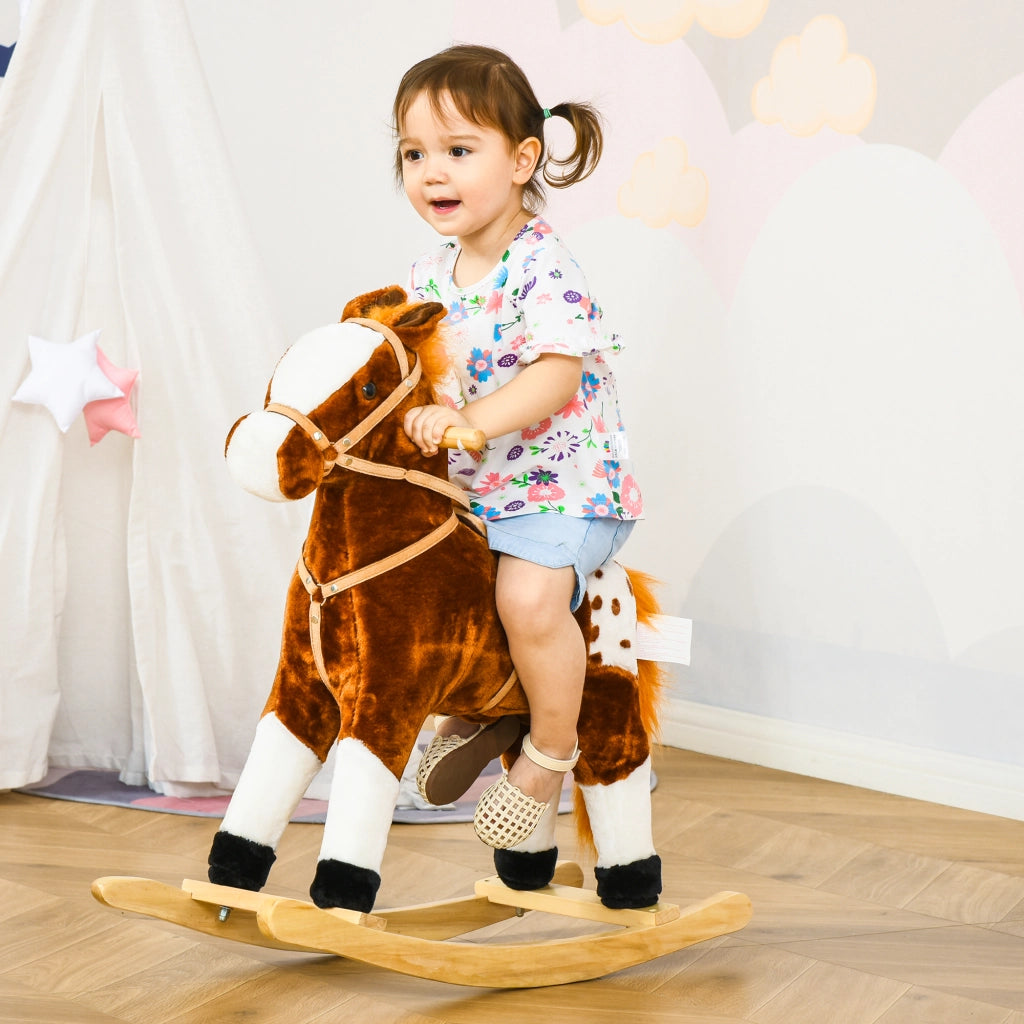 Cavallo a Dondolo in Legno con Suono ¨C zephmum ¨C Marrone 74x28x65 cm