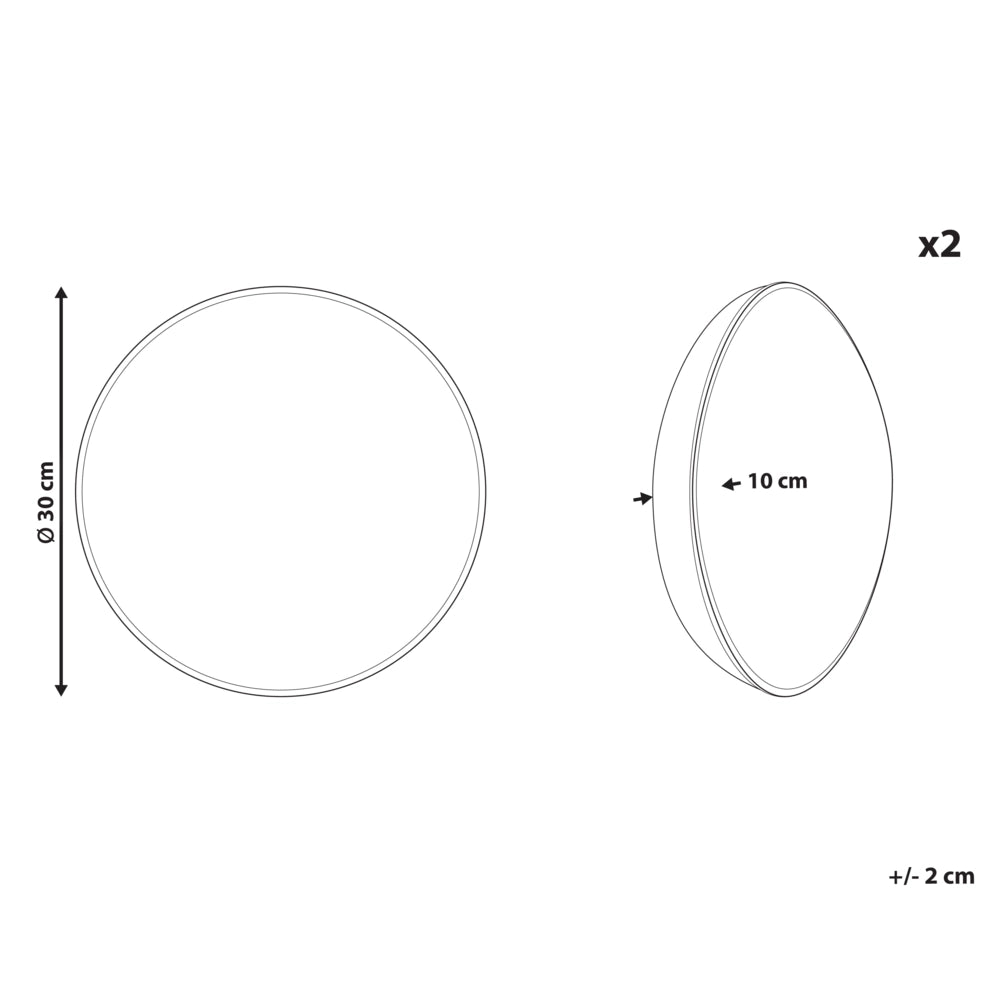 Set di 2 cuscini in tessuto bianco ⌀ 30 cm Cuscini decorativi con imbottitura morbida Accessori Soggiorno Camera da letto