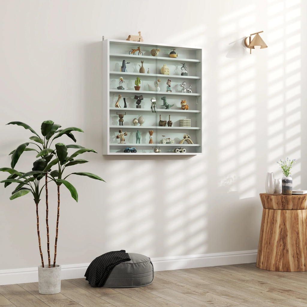 Libreria con ante in vetro ¨C zephmum ¨C Bianco 80x9.5x83 cm