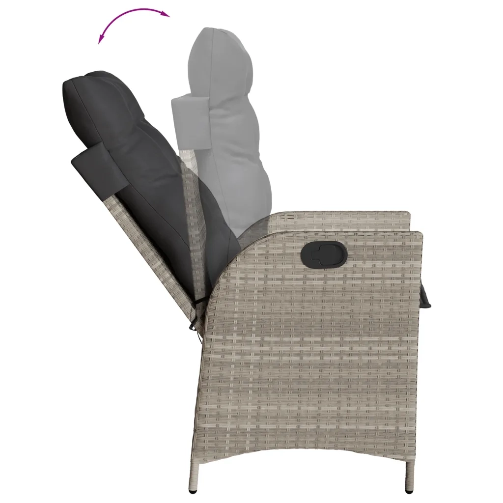 Set da Bistrò 3 pz con Cuscini Grigio Chiaro in Polyrattan