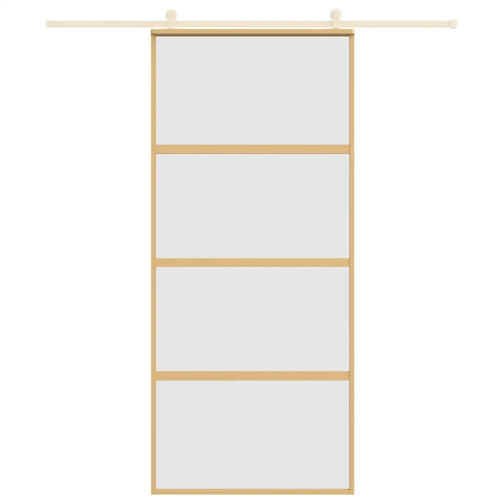 Porta Scorrevole Dorata 90x205 Vetro Smerigliato ESG Alluminio 155182