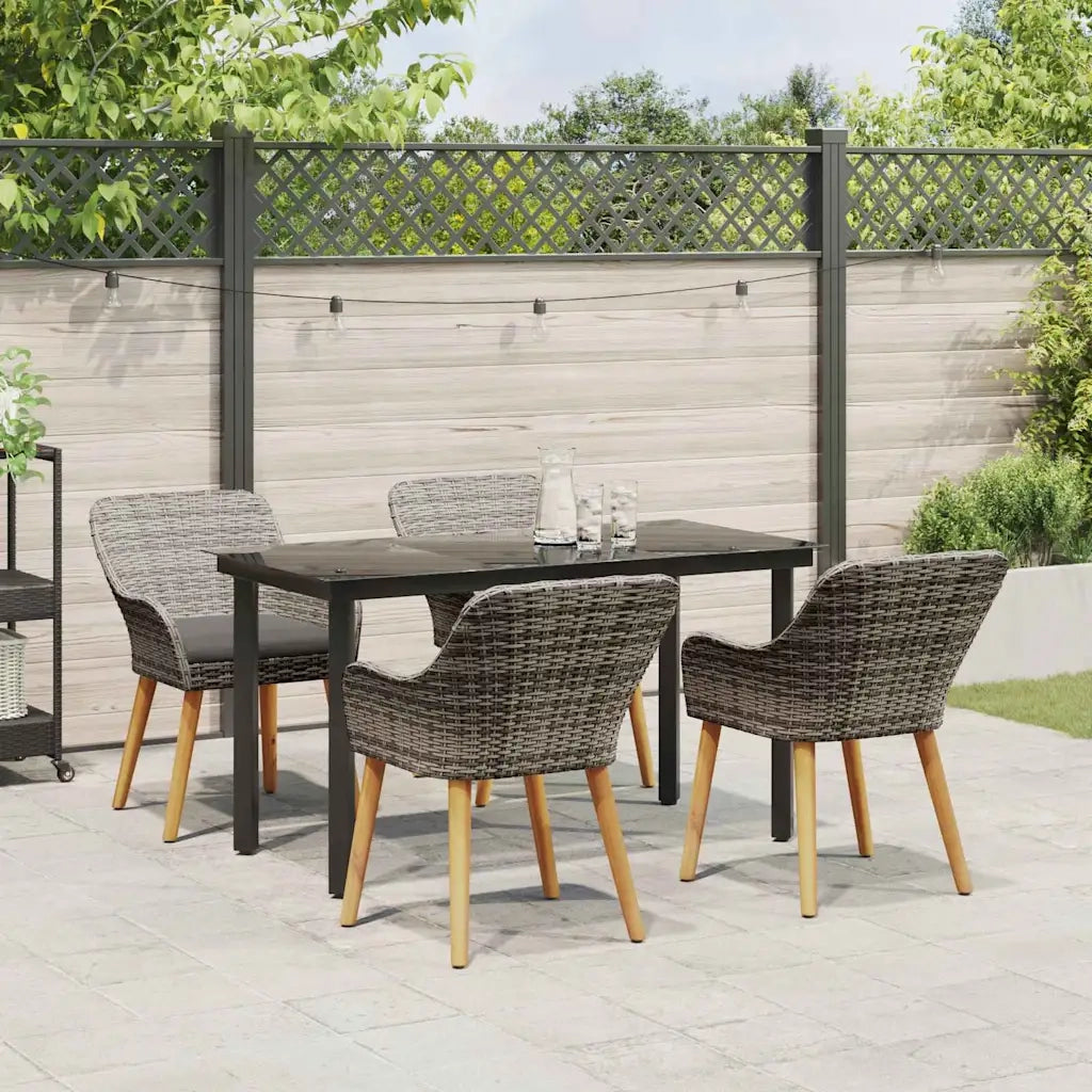 Set da Pranzo per Giardino con cuscino 5 pcs Grigio polyrattan 3261686