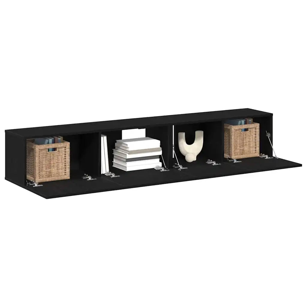 Set mobile TV 2 pcs Rovere Nero Legno multistrato 3333055