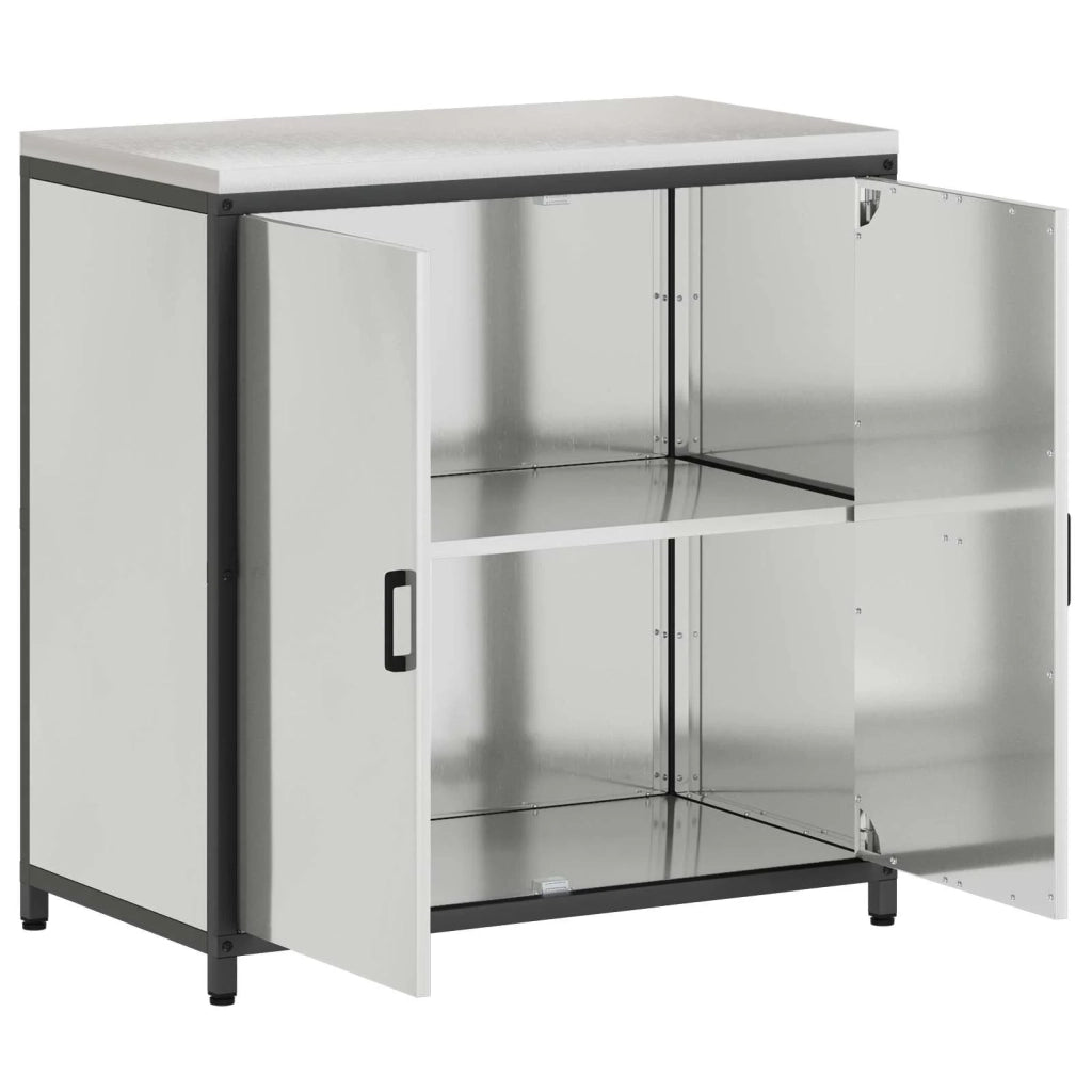 Stoccaggio in cucina con porta Argento 90 x 50 x 92 cm Acciaio 874987