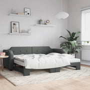 Divano Letto Estraibile Materassi Grigio Scuro 90x190cm Tessuto 3197663