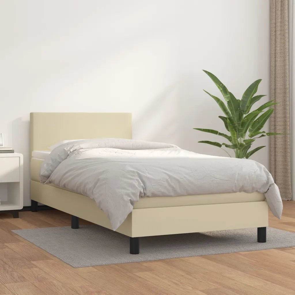 vidaXL Giroletto a Molle con Materasso Crema 100x200 cm in Similpelle