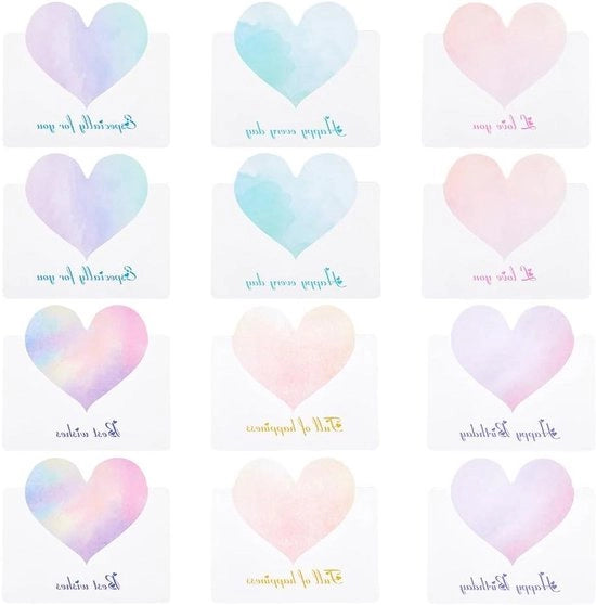 Set di 60 cartoncini di auguri di cuore per San Valentino e compleanni
