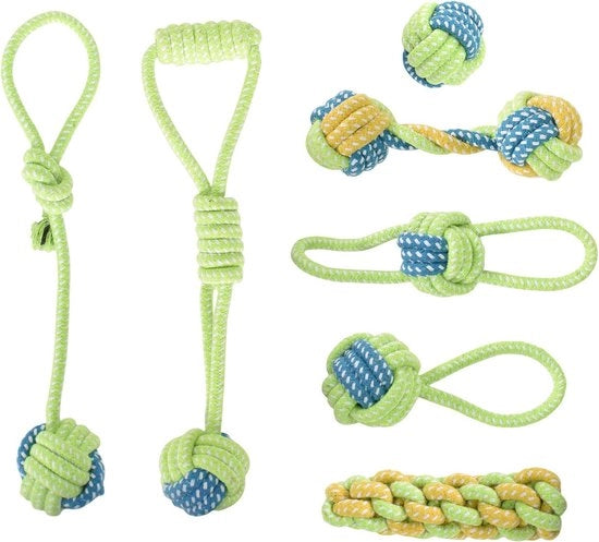 Set di Corda con Nodo 7 pezzi per Cane Giocattolo per Cane Giocattolo per Cane Inarrivabile per Pulci di Cane Set di Corda di Cotone per Cane Puppies Gatti Animali domestici