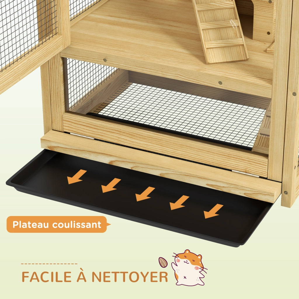 Gabbia per criceti in legno 5 livelli ¨C Xylo ¨C con scala, casetta e altalena 54x38x131 cm