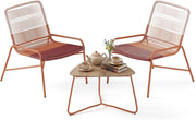 Set di mobili da giardino in rattan, piccolo balcone, set da 2 sedie con tavolo, mobili per 2 persone, mobili da terrazza, set da giardino, resistente alle intemperie, set di mobili per