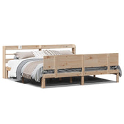 Letto matrimoniale | Letto per adulti | Giroletto con Testiera 200x200 cm in Legno Massello di Pino